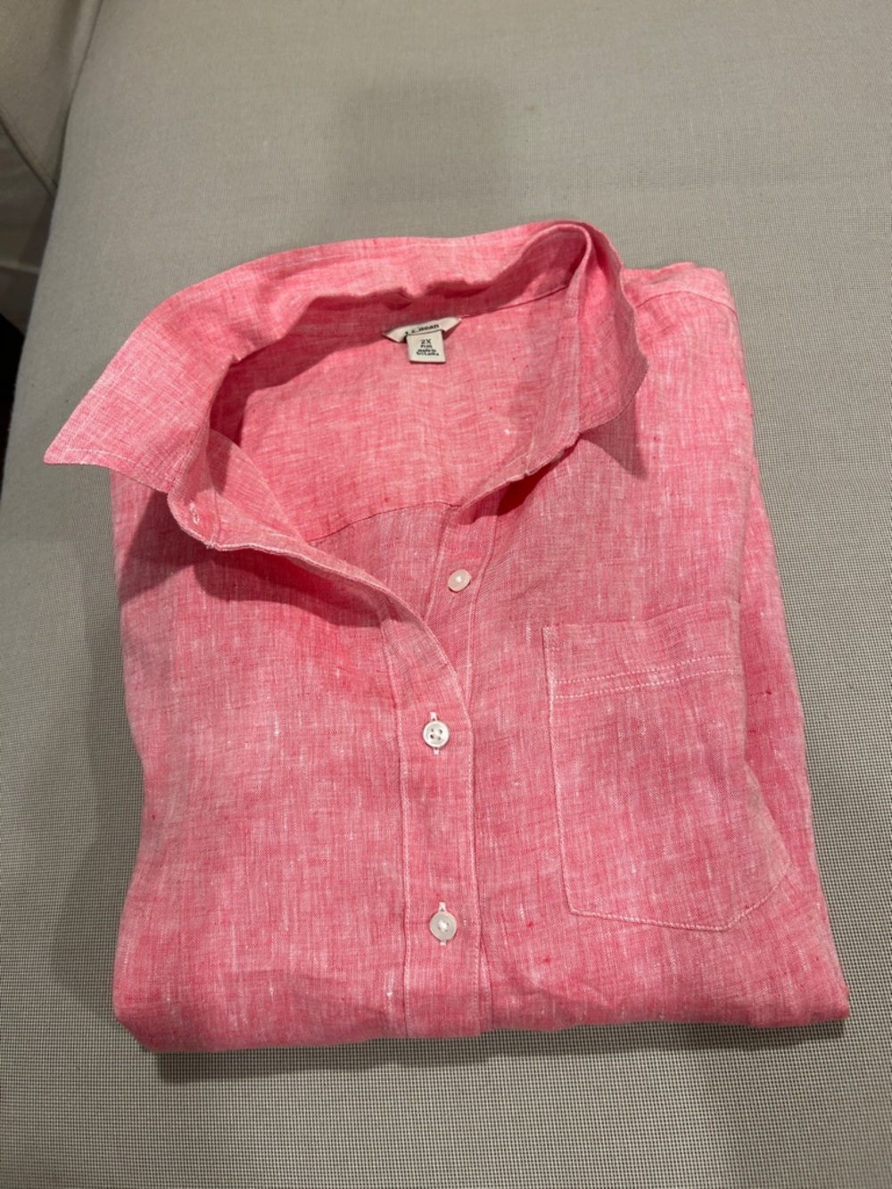 L.L. Bean Women's Linen Blouse Pink Size 2x
